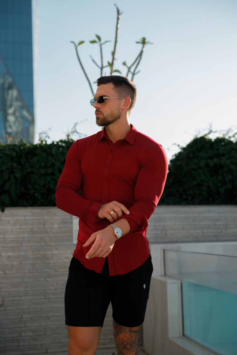 Tailliertes Langarmtrikot „Ox Blood“ von Vater und Sohn – FSD002
