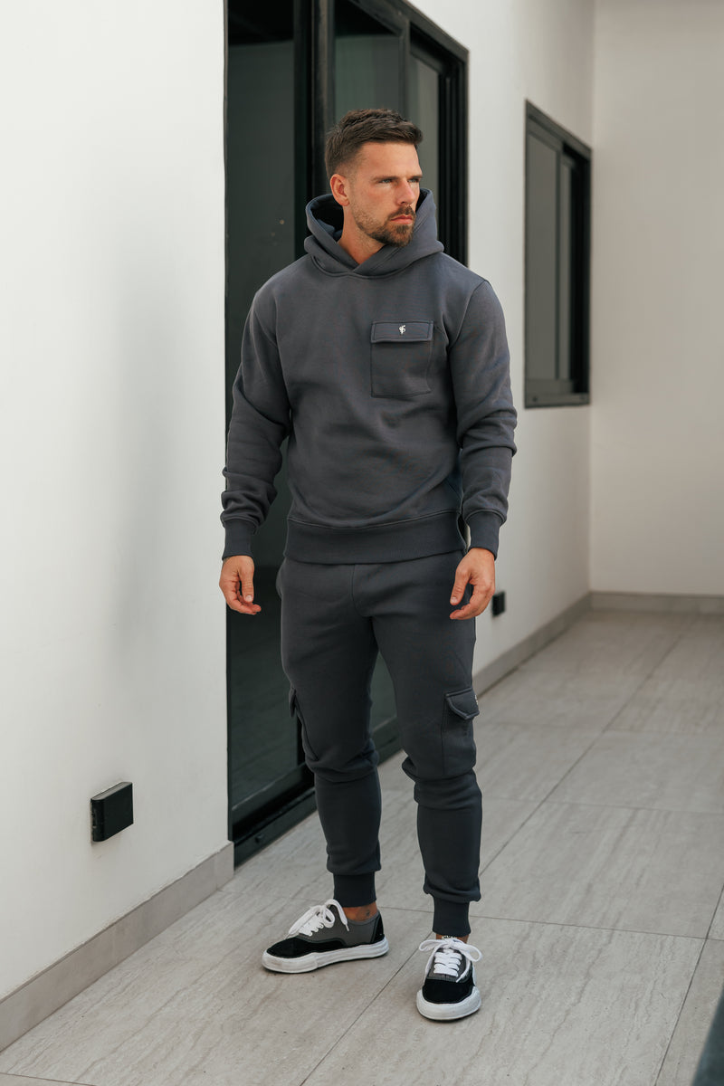 FS Charcoal / Silver Cargo Hoodie - FSR034 (VORBESTELLUNG AB 22. DEZEMBER)