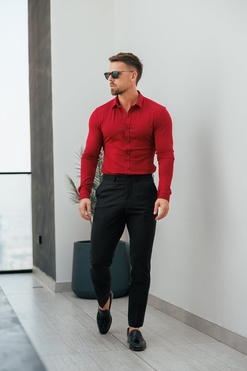 Tailliertes Langarmtrikot „Ox Blood“ von Vater und Sohn – FSD002