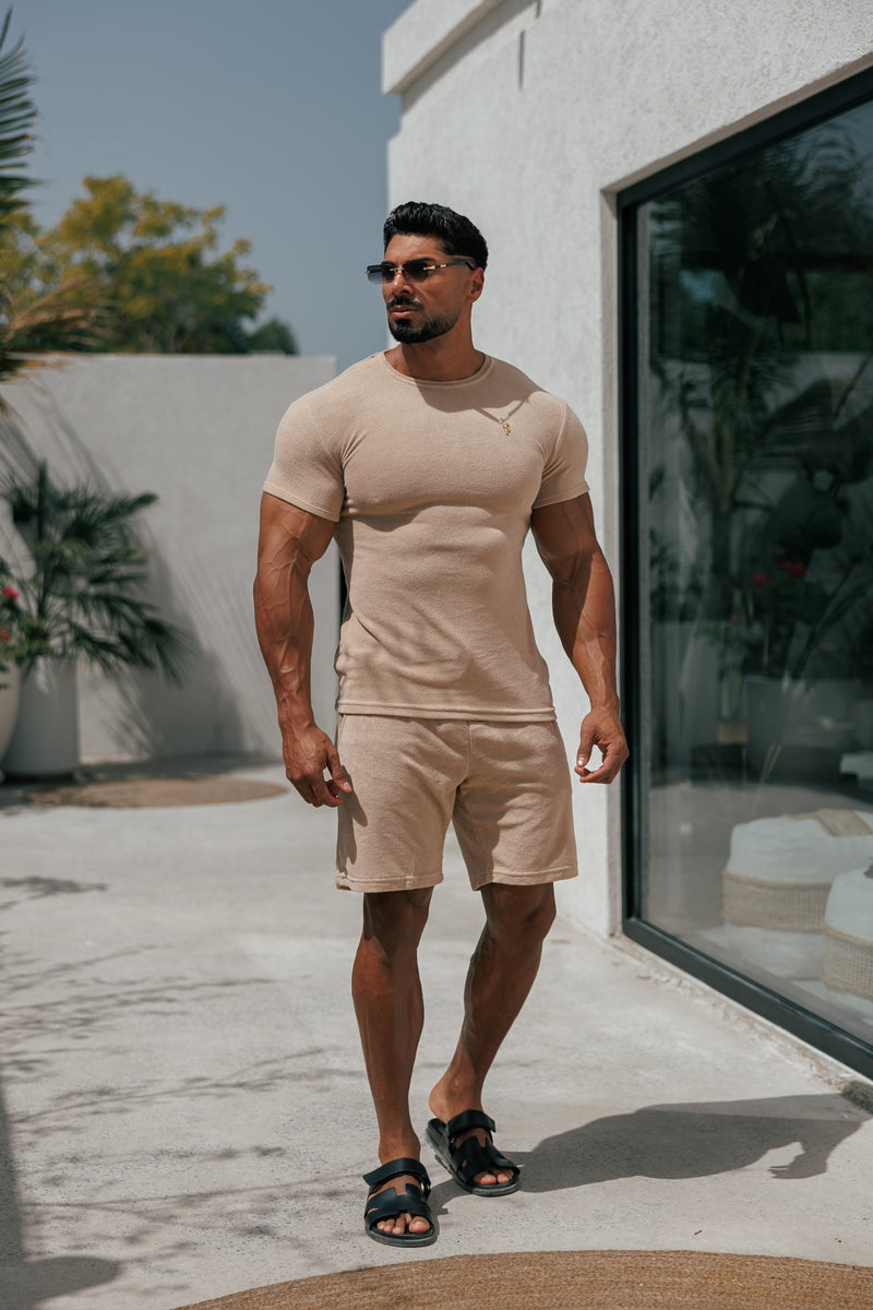 Father Sons Beige Towelling Shorts - FSTS663 (PRE ORDER 23RD MAY)