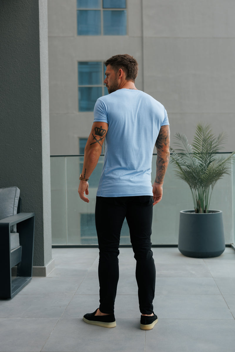 Father Sons Light Blue/ Silver Bamboo Crew T Shirt - FSH1215