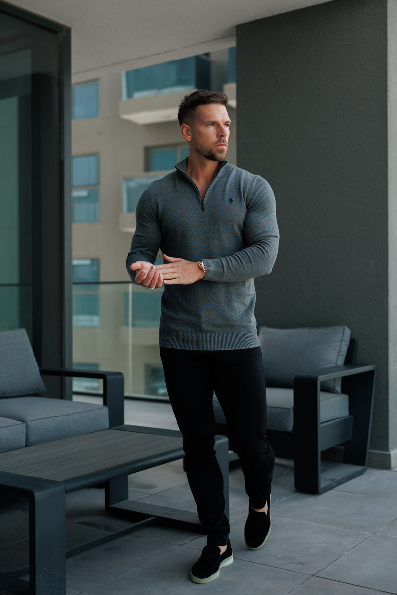 FS Charcoal Trichter Hals gestrickt Pullover mit FS Branding - FSN192
