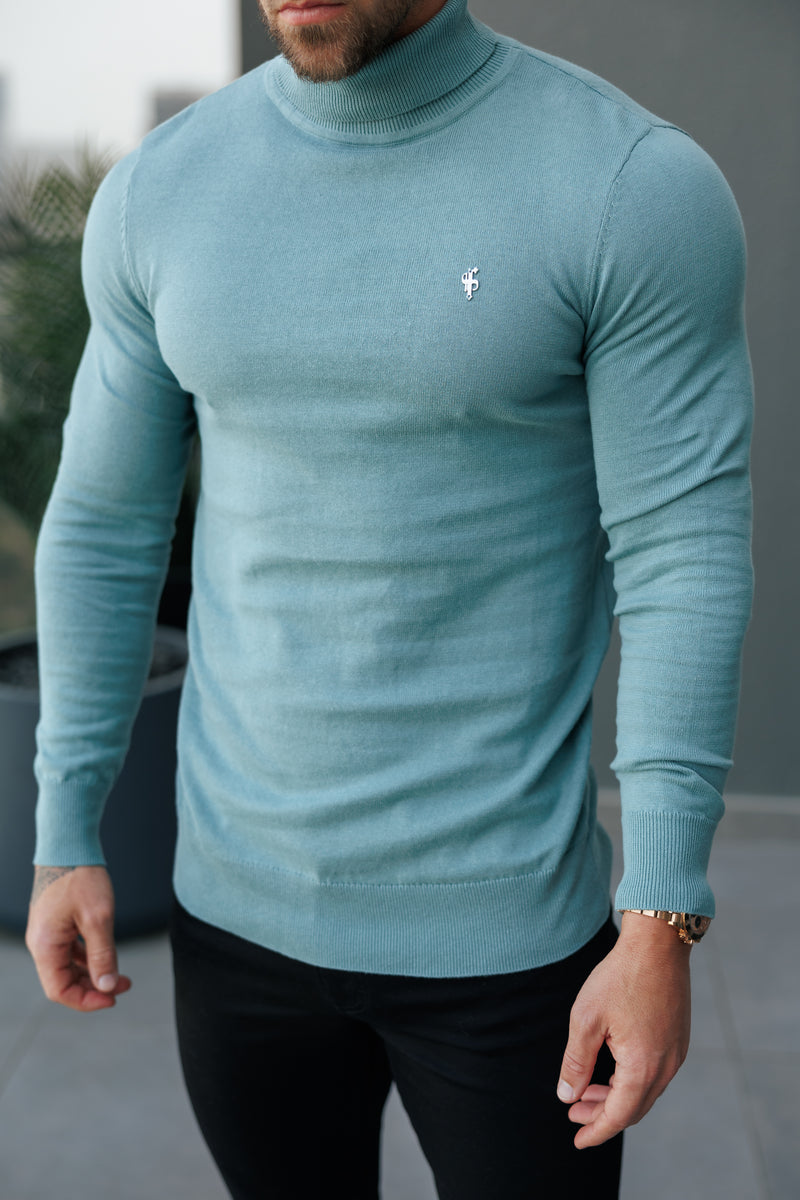 Father Sons klassischer weißer Rollkragenpullover aus Merinowolle mit FS-Stickerei – FSN018