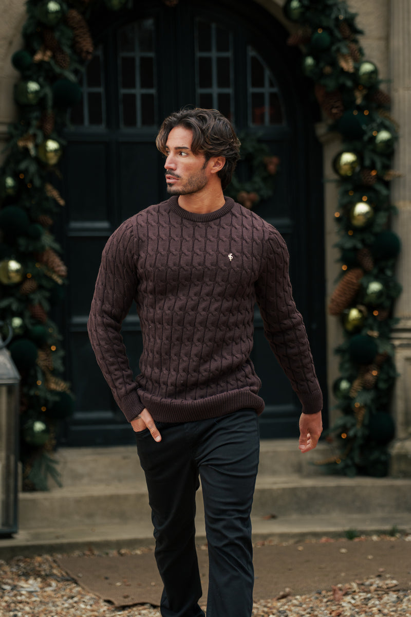 Father Sons Link Weave Knit Brown Crew Neck Jumper - FSJ141 (PRE ORDER 13TH DECEMBER)