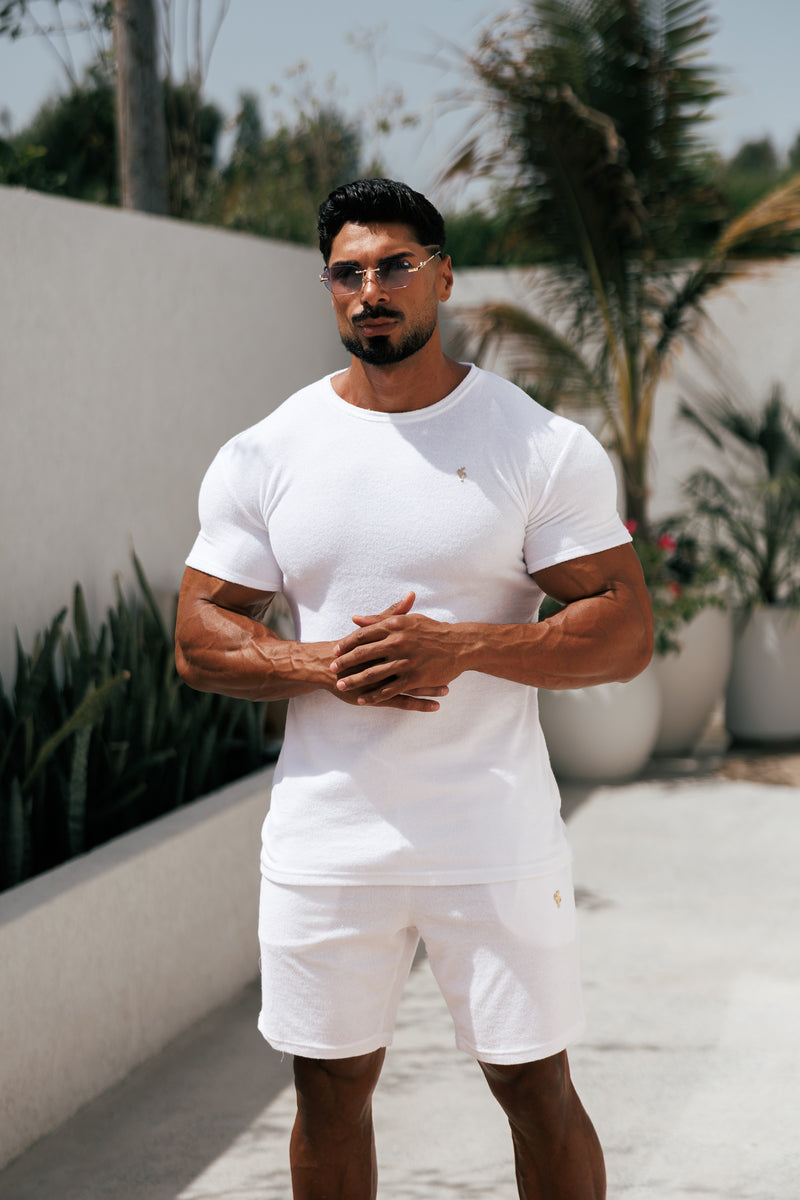 Father Sons White / Gold Towelling Crew T Shirt - FSH1345