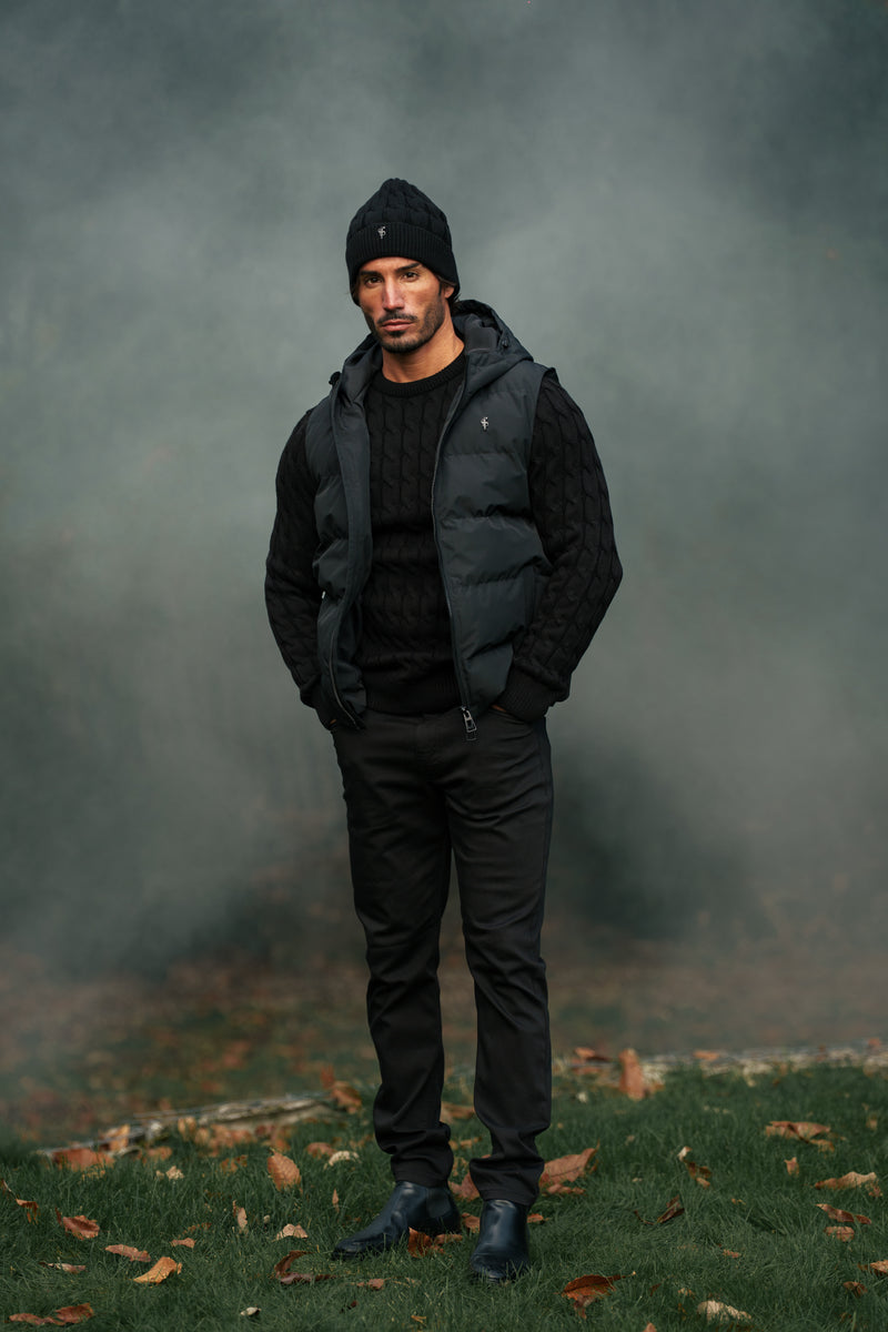 FS Black Padded Hooded Gilet - FSN235 (PRE ORDER 15TH DECEMBER)