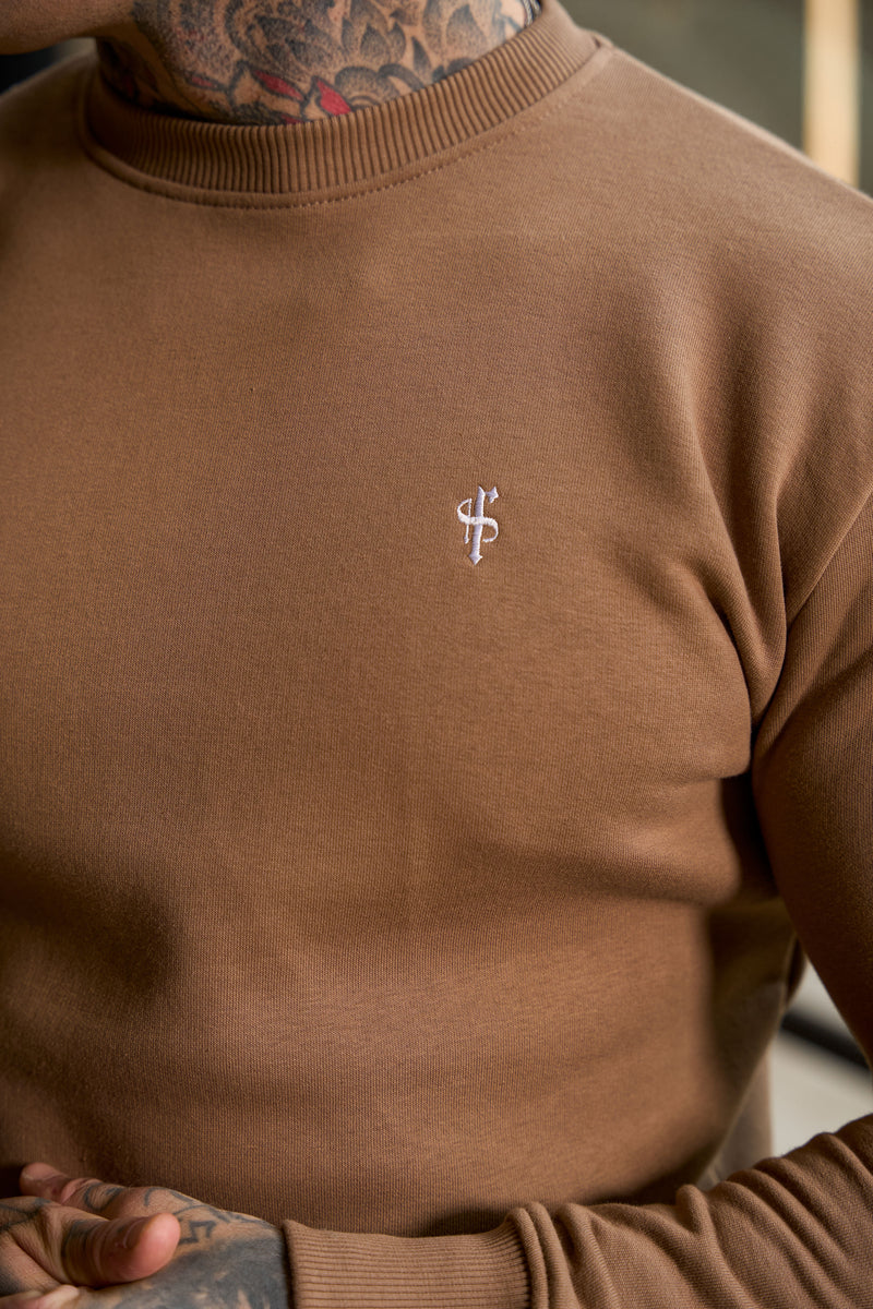 FS-Pullover mit Rundhalsausschnitt und FS-Branding in schlichtem Taupe – FSH1185