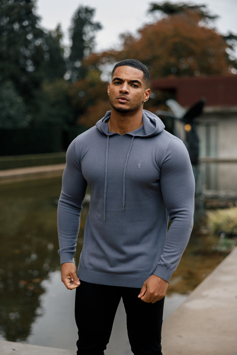 Father Sons Gunmetal Strick-Hoodie zum Überziehen – FSN114