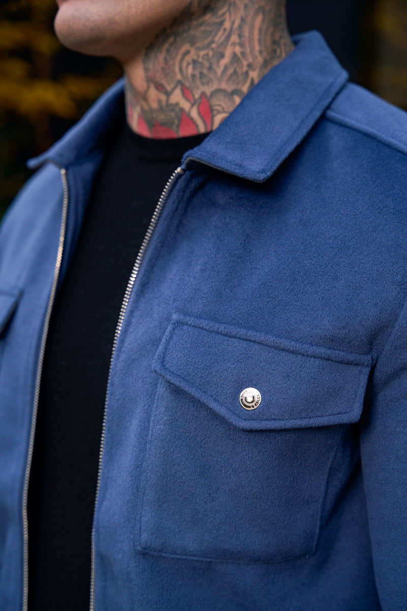 FS Gebürstete, schlichte Jacke mit Reißverschluss, Blau – FSN175