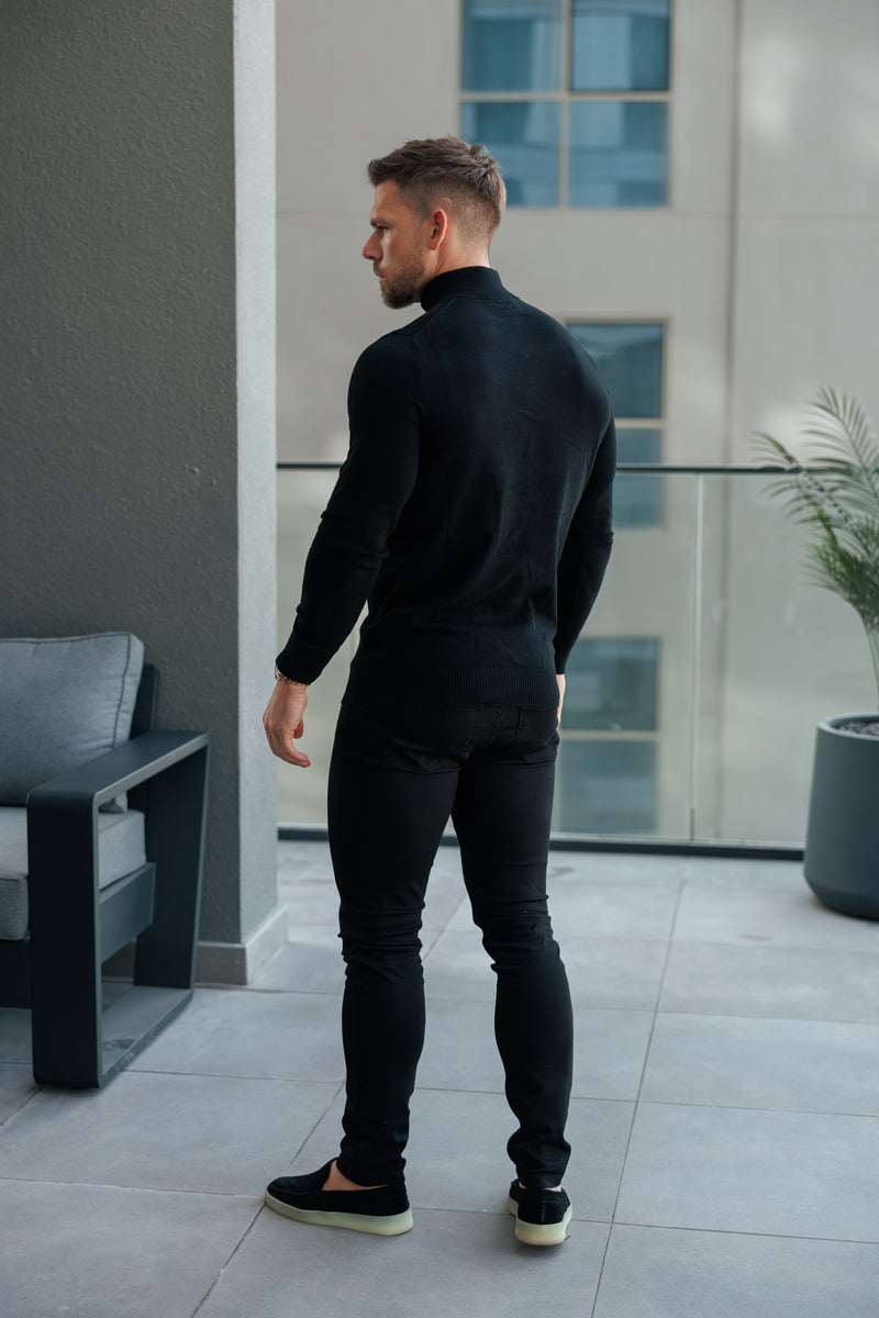 Father Sons klassischer weißer Rollkragenpullover aus Merinowolle mit FS-Stickerei – FSN018