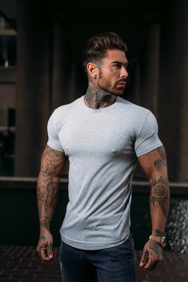 Father Sons Classic Grey Tonal Curved Hem Crew T Shirt - FSH927