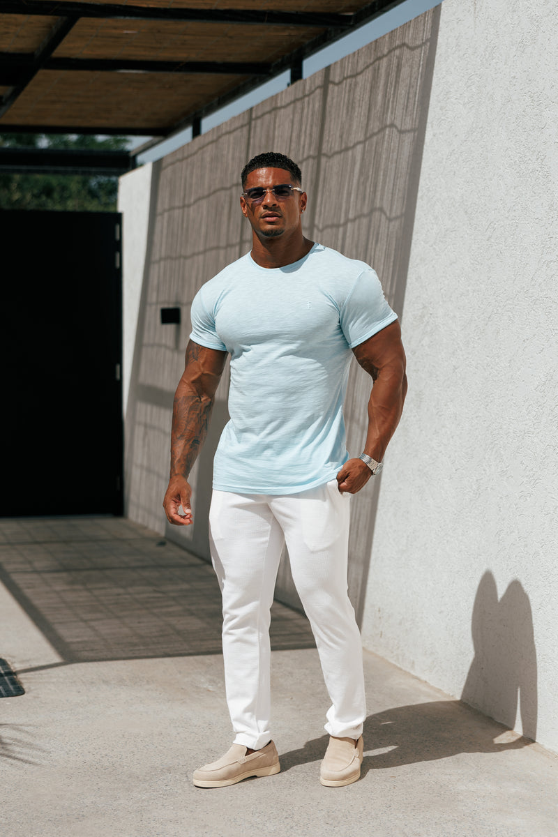 Father Sons Light Blue Slub Crew T-Shirt - FSH1335