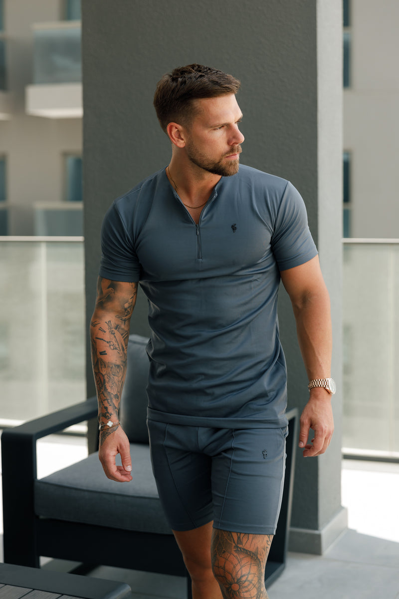 Father Sons Scuba Shorts mit elastischem Kordelzug und Biesen, Anthrazit/Schwarz - FSH1112