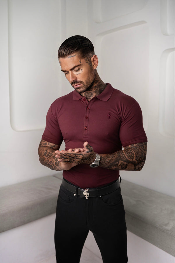 Klassisches burgunderfarbenes Poloshirt von Father Sons – FSH042