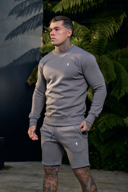 FS-Pullover in schlichtem Anthrazit mit Rundhalsausschnitt und FS-Branding – FSH1187