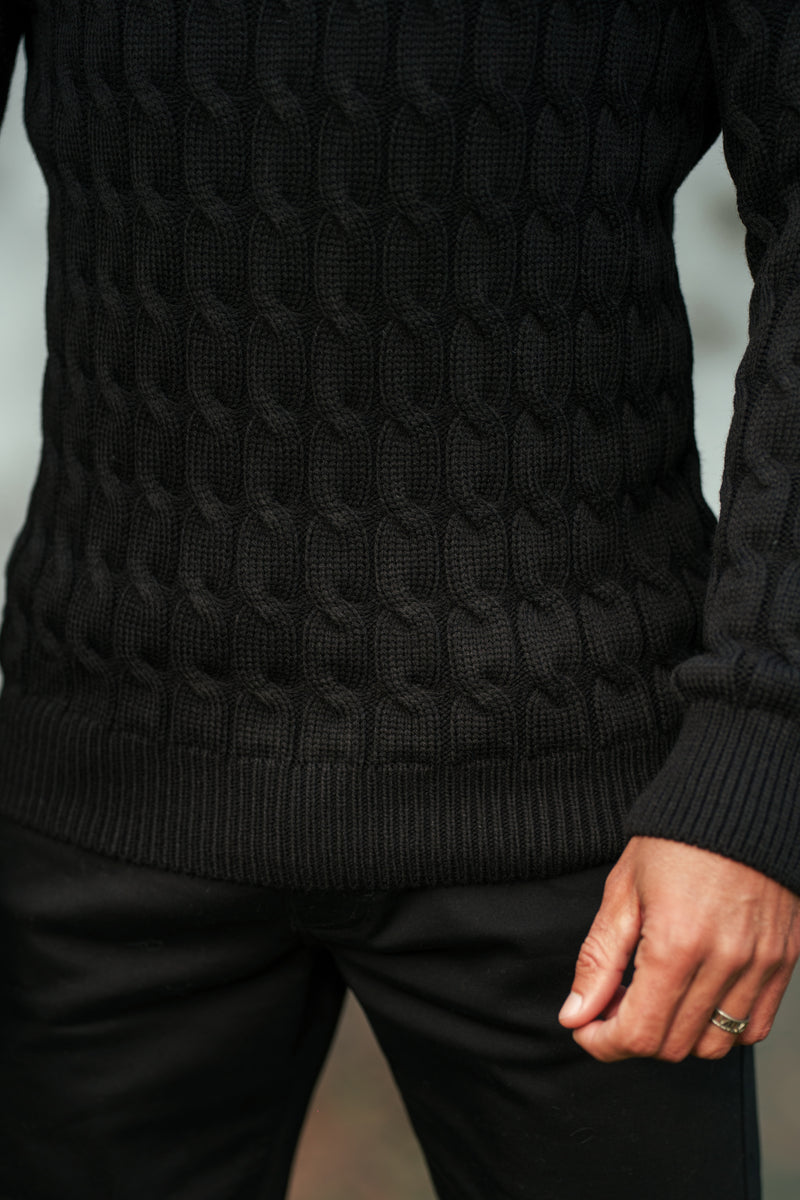 Father Sons Link Weave Knit Black Crew Neck Jumper - FSJ124