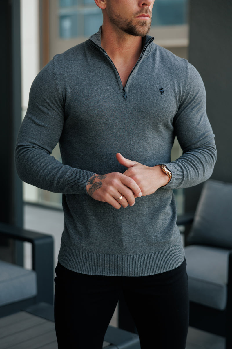 FS Charcoal Trichter Hals gestrickt Pullover mit FS Branding - FSN192