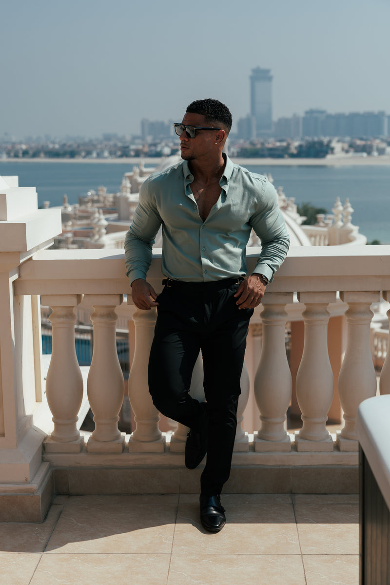 Father Sons Classic Stretch Oxford Long Sleeve Smoke Green with Button Down Collar - FS1217