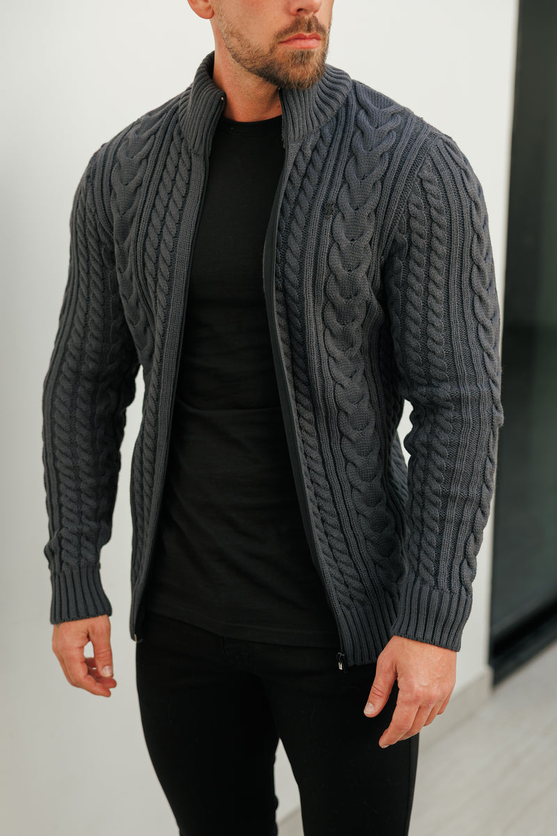 Father Sons Funnel Neck Full Zip Cardigan Gunpowder - FSJ147 (VORBESTELLUNG 21. DEZEMBER)