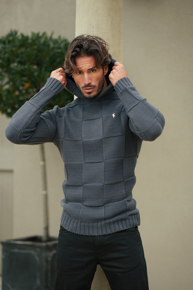 Father Sons Gunmetal Checkerboard Strickhoodie - FSJ136 (VORBESTELLUNG 11. DEZEMBER)
