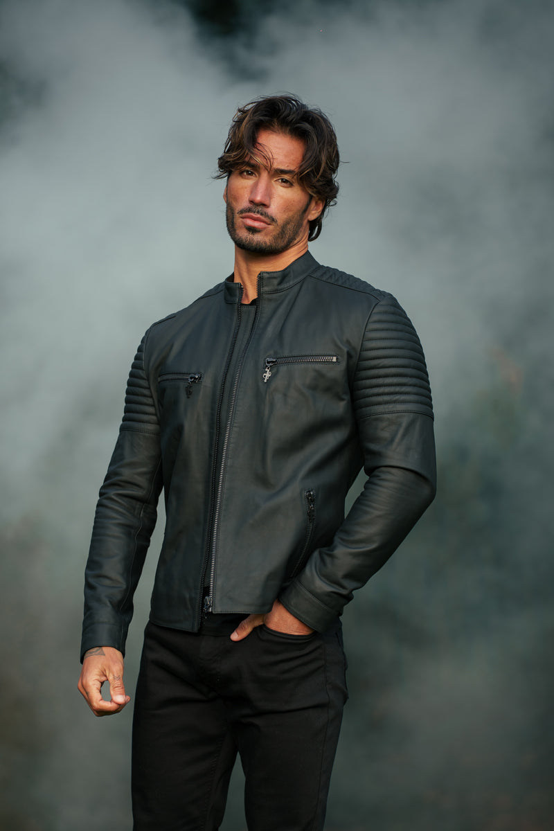 Father Sons Black Bomber Leather Jacket - FSH1436