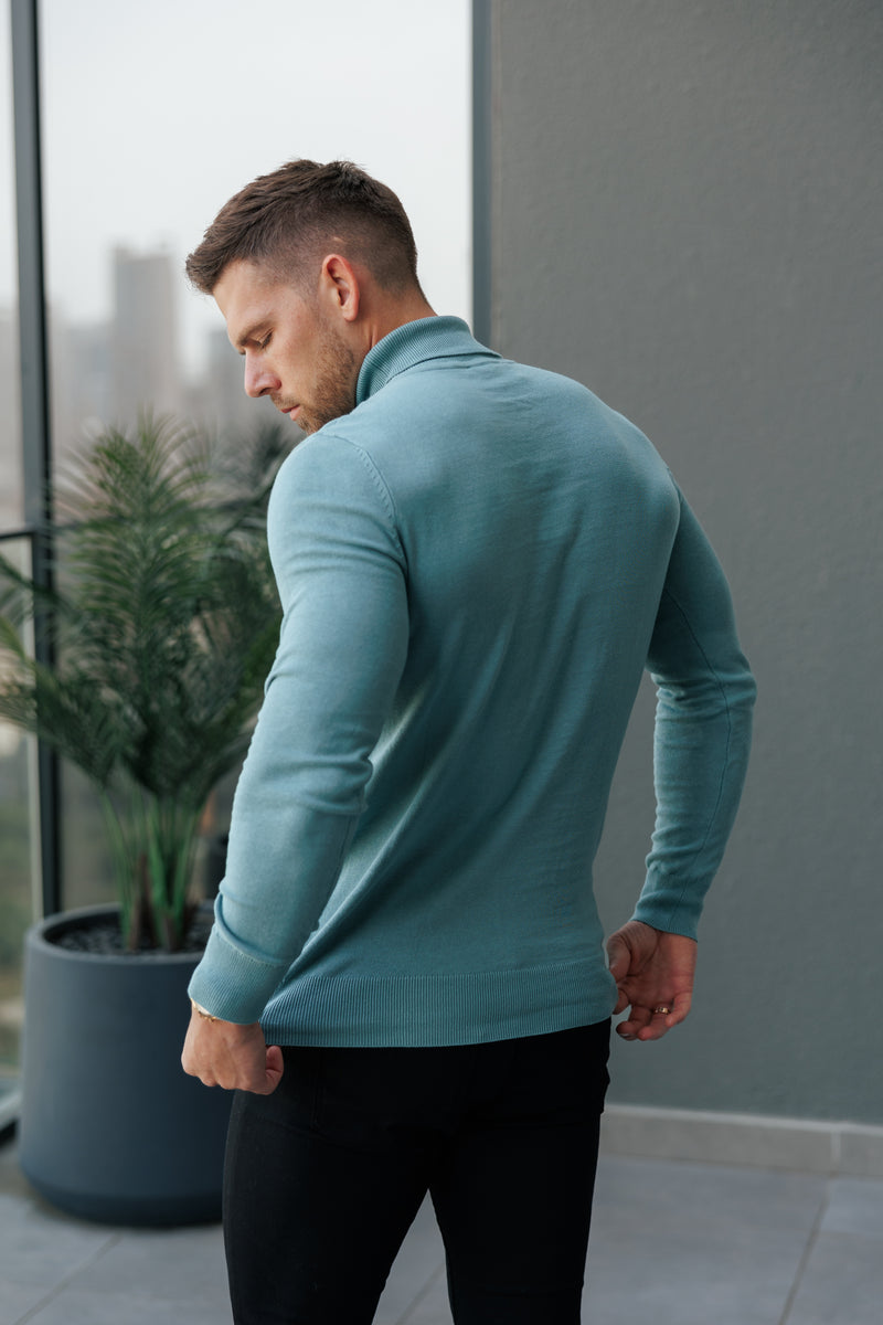 Father Sons klassischer weißer Rollkragenpullover aus Merinowolle mit FS-Stickerei – FSN018