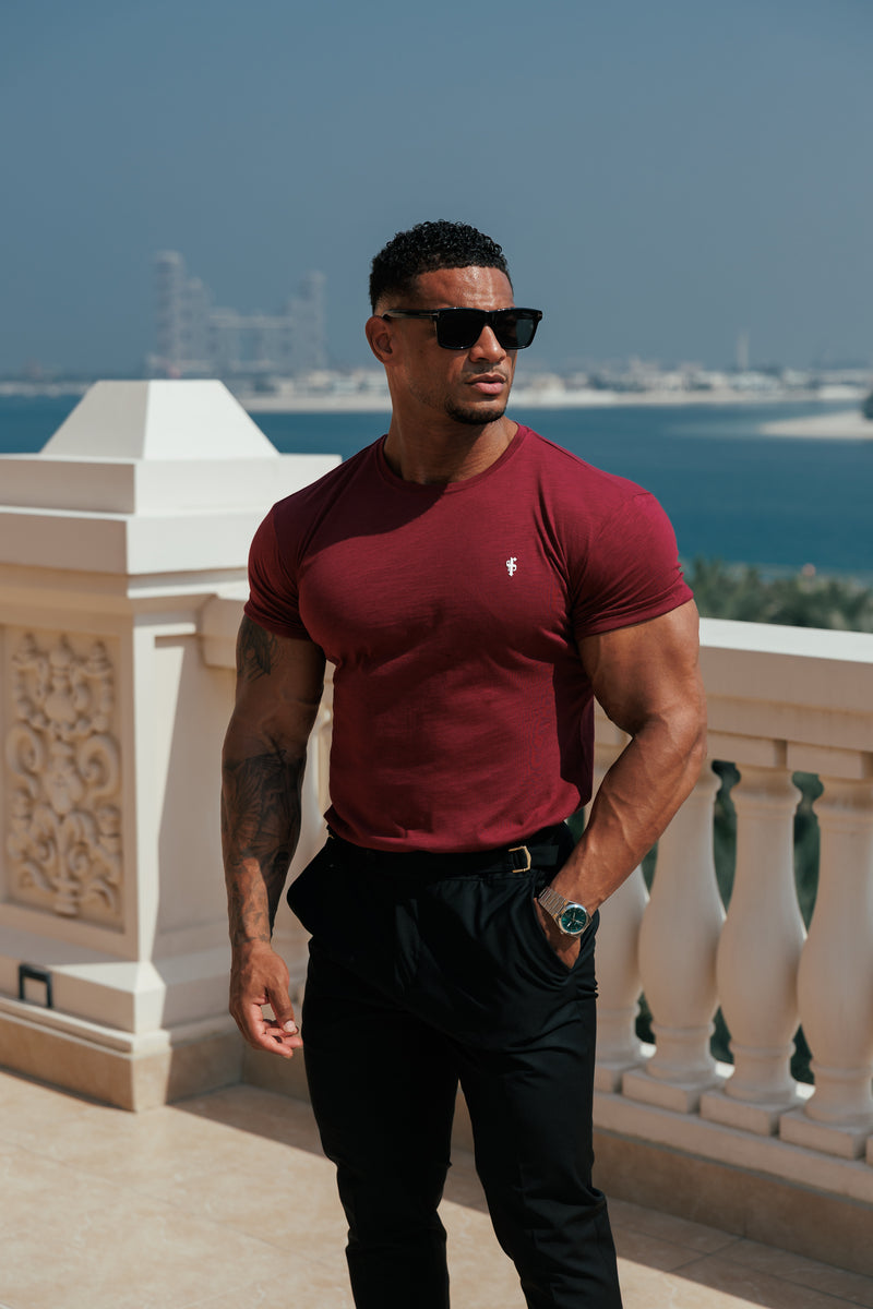 Vater-Söhne-T-Shirt mit Rundhalsausschnitt, Weinrot – FSH1380