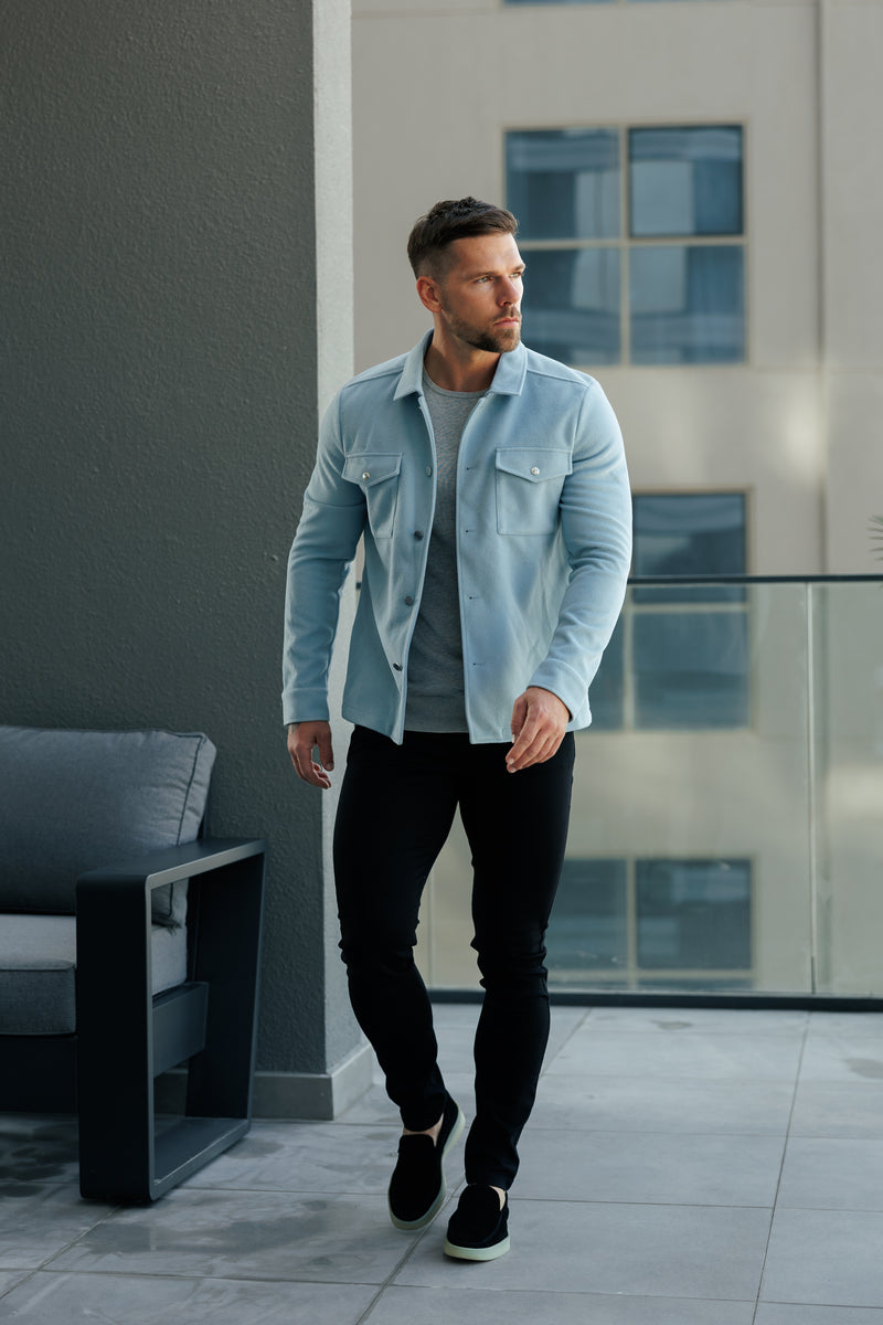 FS Gebürstete, schlichte Jacke mit Knopfleiste, Blau – FSN185