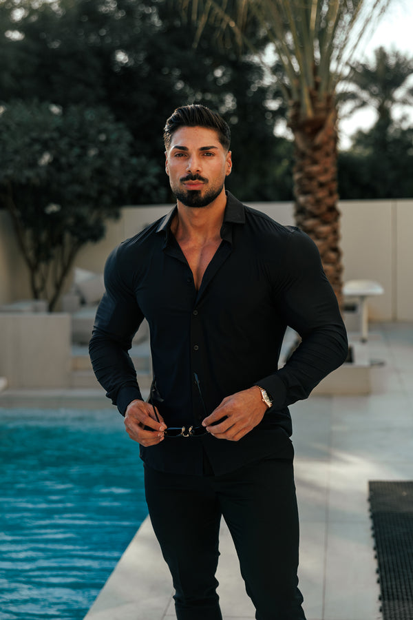 Father Sons Ultra Stretch Kompressionsshirt Langarm Schwarz - FS1234