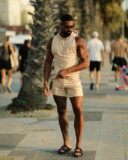 Beige elastische Shorts von Father Sons – FSH900
