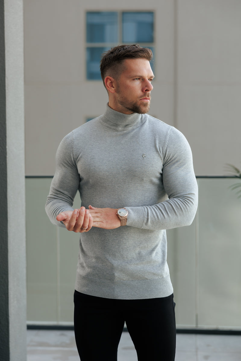 Father Sons klassischer weißer Rollkragenpullover aus Merinowolle mit FS-Stickerei – FSN018