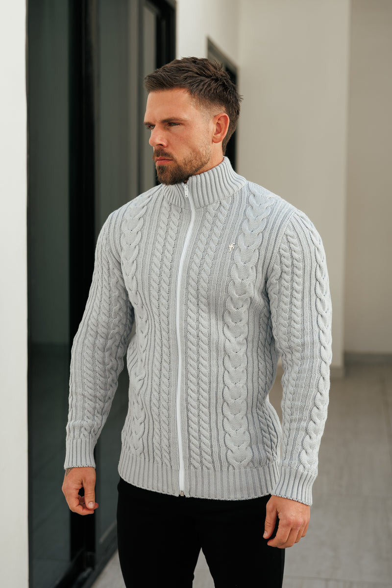 Father Sons Funnel Neck Full Zip Cardigan Cop Grey -  FSJ149 (PRE ORDER 21ST DECEMBER)