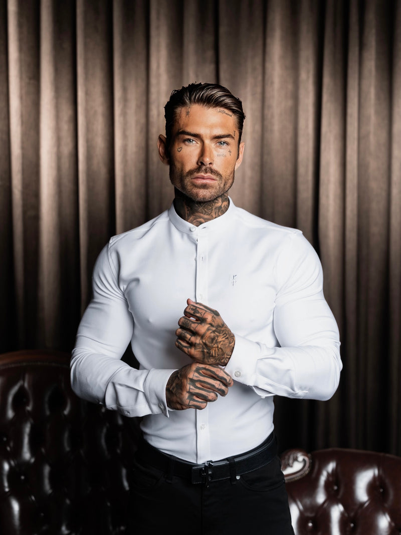 Tailliertes weißes Langarmtrikot „Vater und Sohn“ – FSD001