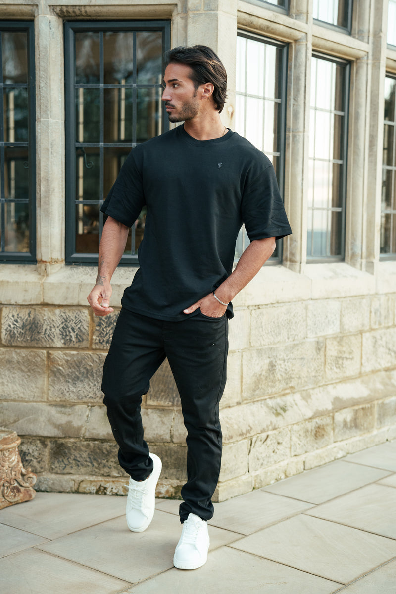 Father Sons Classic Black / Black Oversized Crew T Shirt - FSH1418