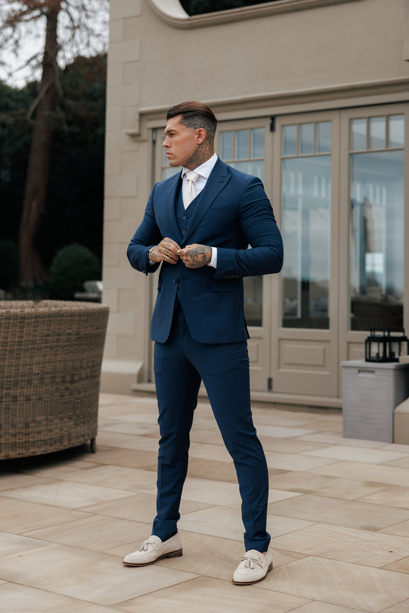 Schmal geschnittene Anzugjacke für Vater und Sohn, Marineblau – FSJKT013