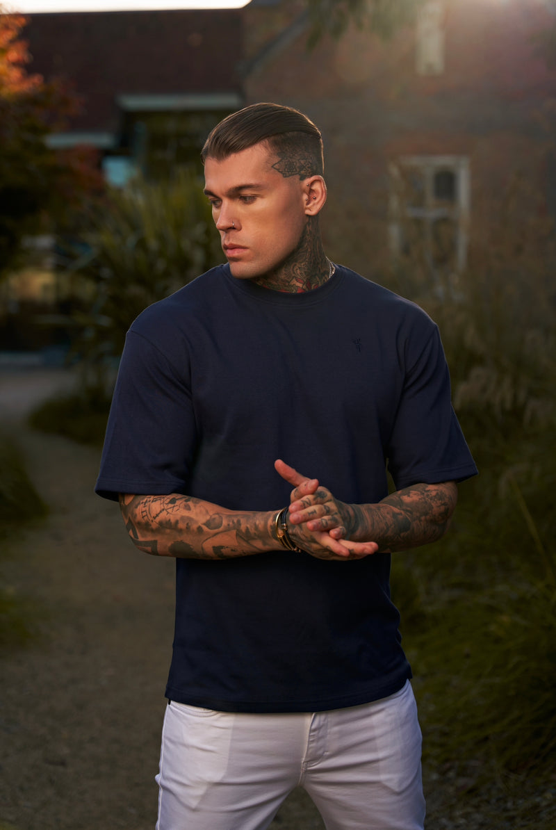 Father Sons Classic Navy Oversized Crew T Shirt - FSH866