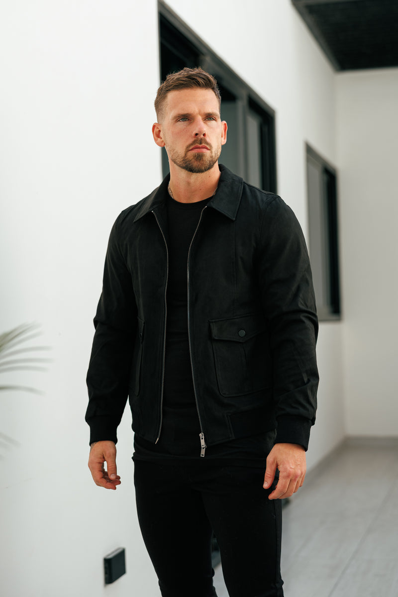 FS Suede Feel Black Bomber Jacket - FSN227