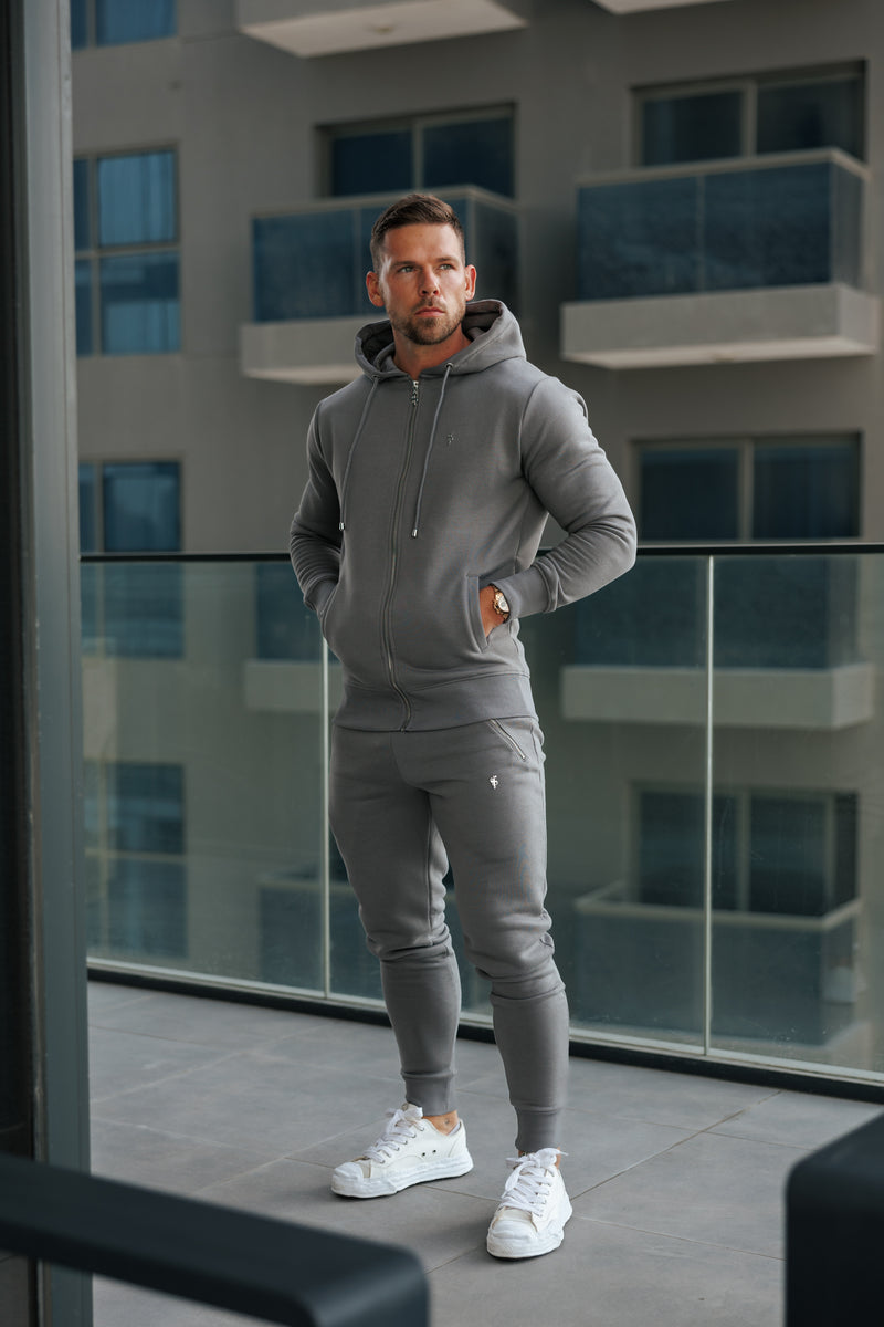 FS Holzkohle / Silber Full Zip Hoodie mit Taschen - FSH1251