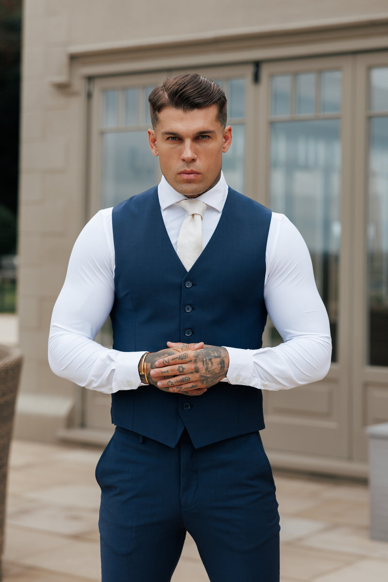 Father Sons Slim Formal Waistcoat Navy - FSW012