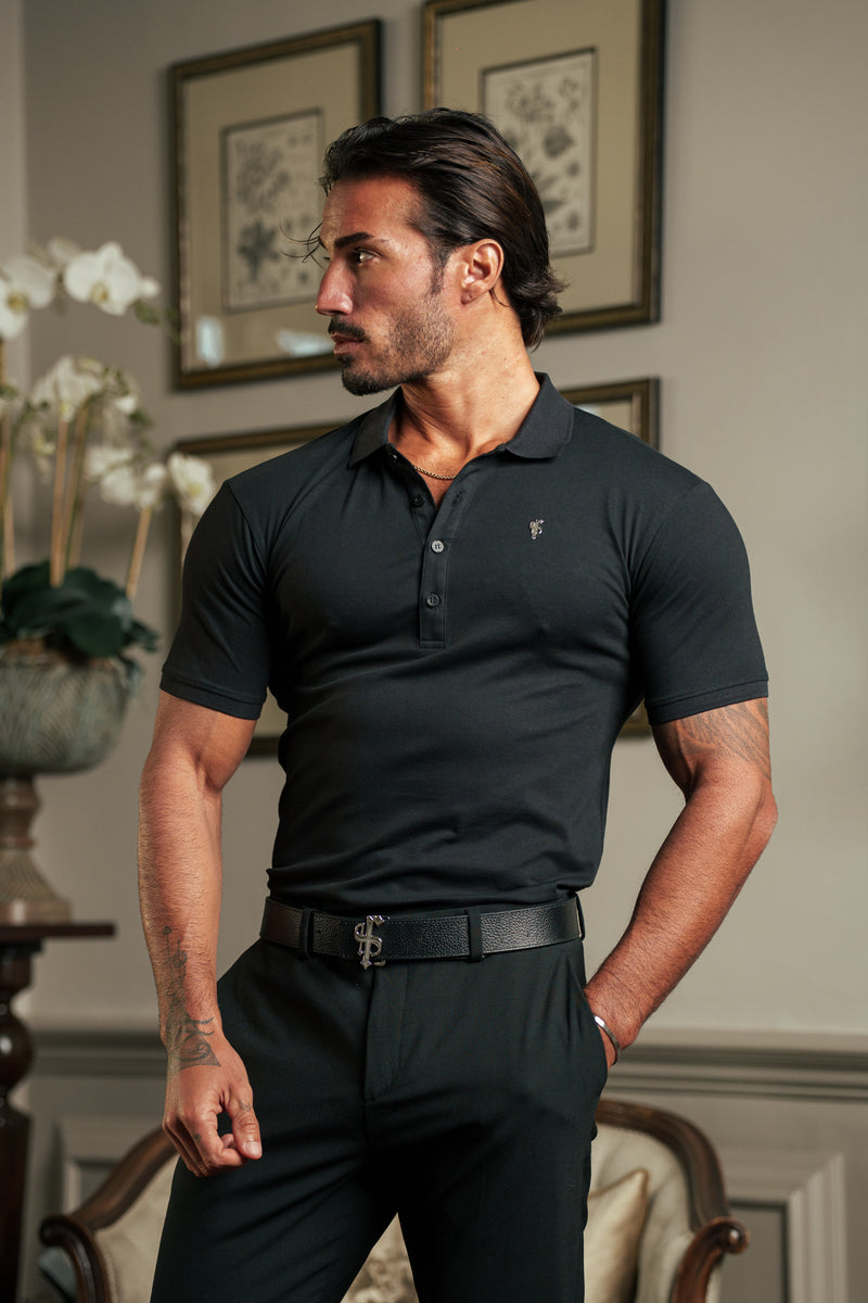Father Sons Classic Black / Silver Polo Shirt - FSH1403