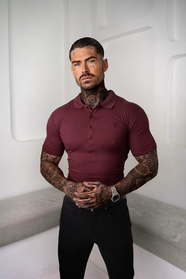 Klassisches burgunderfarbenes Poloshirt von Father Sons – FSH042