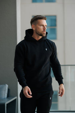 Schwarzer Cargo-Hoodie von Father Sons mit FS-Stickerei – FSH929