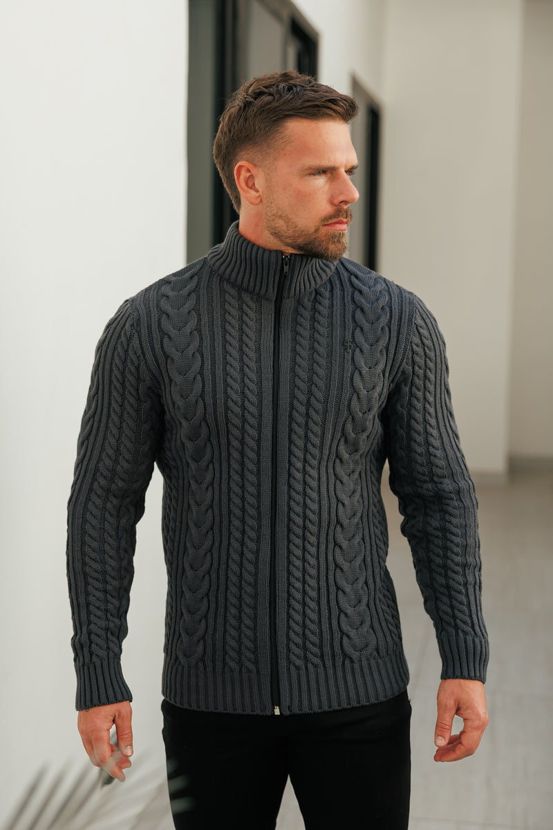 Father Sons Funnel Neck Full Zip Cardigan Gunpowder - FSJ147 (VORBESTELLUNG 21. DEZEMBER)