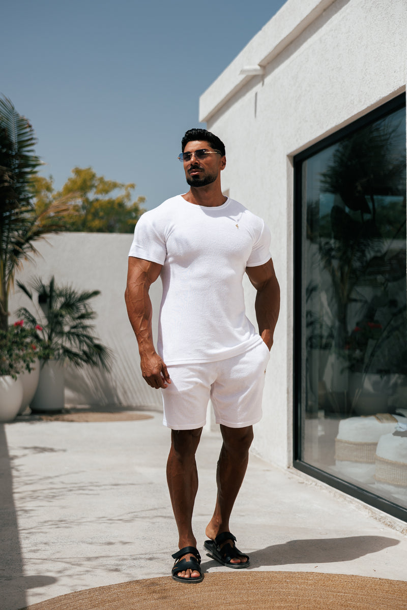 Father Sons White / Gold Towelling Crew T Shirt - FSH1345
