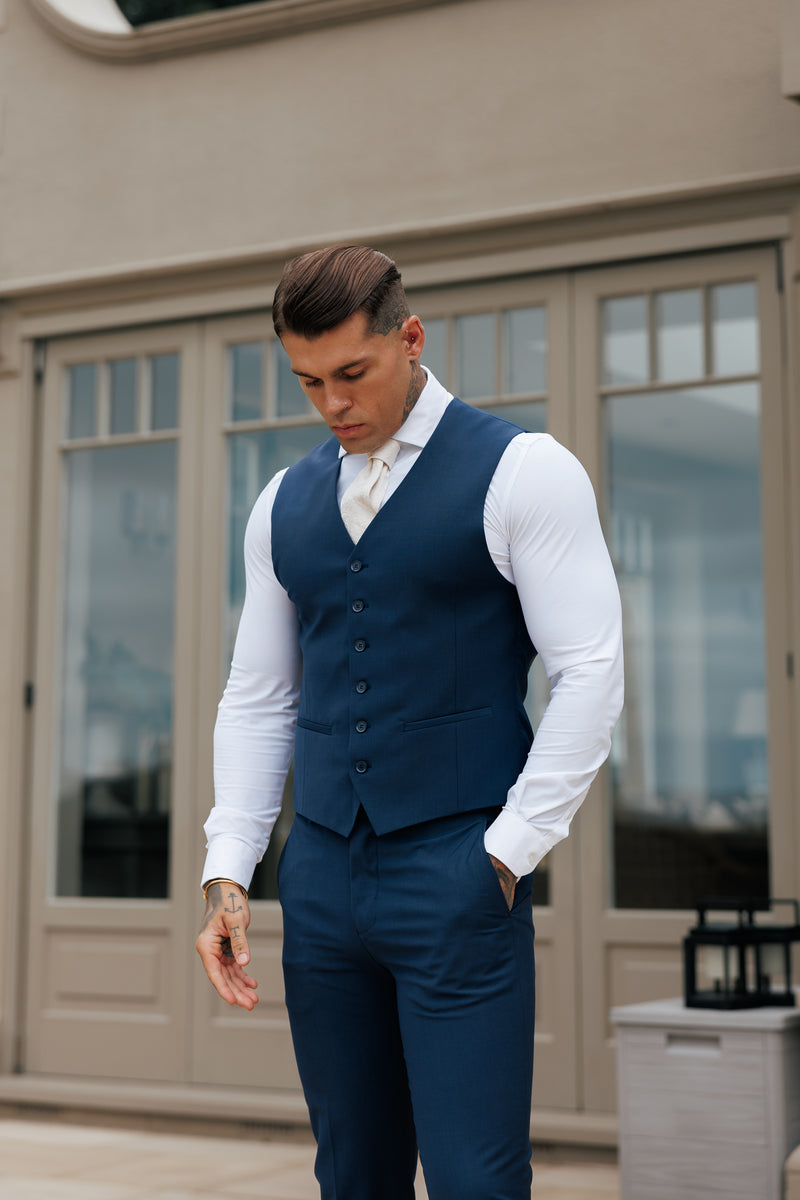 Father Sons Slim Formal Waistcoat Navy - FSW012
