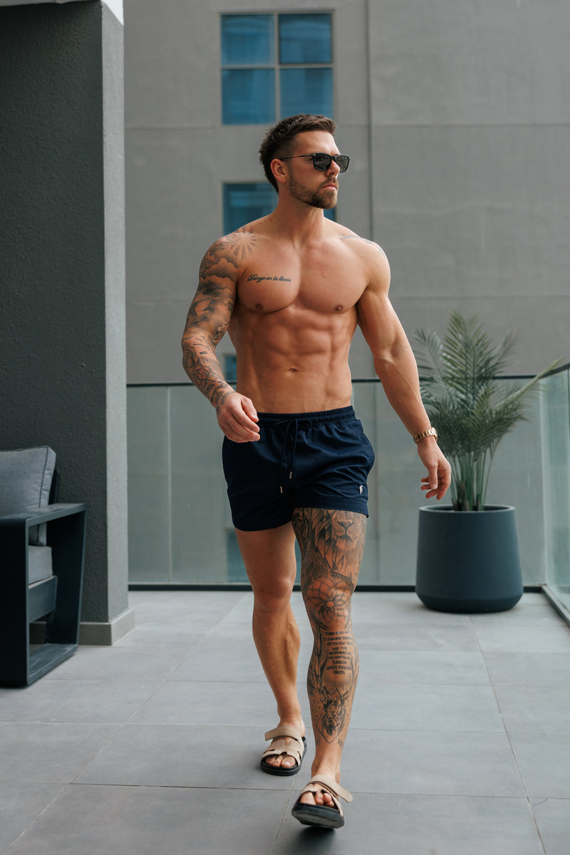 Vater-Söhne-Badeshorts in Marineblau/Silber - FSH1322