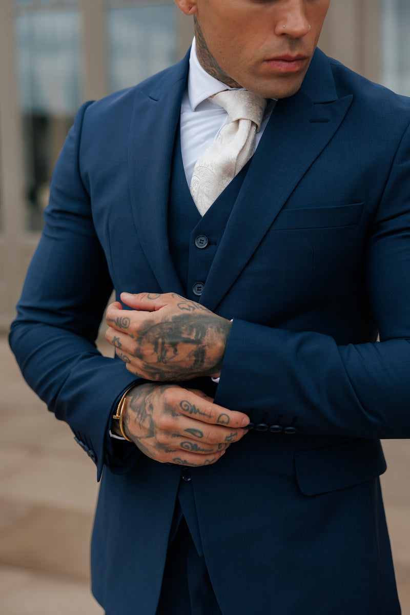 Schmal geschnittene Anzugjacke für Vater und Sohn, Marineblau – FSJKT013