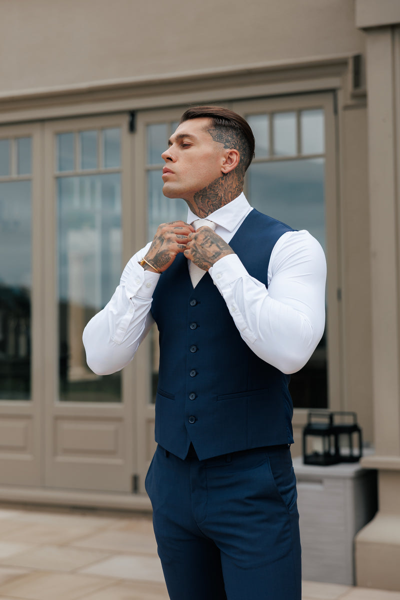 Father Sons Slim Formal Waistcoat Navy - FSW012