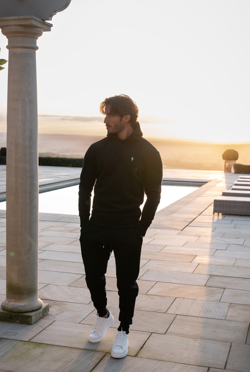 Schwarzer Cargo-Hoodie von Father Sons mit FS-Stickerei – FSH929