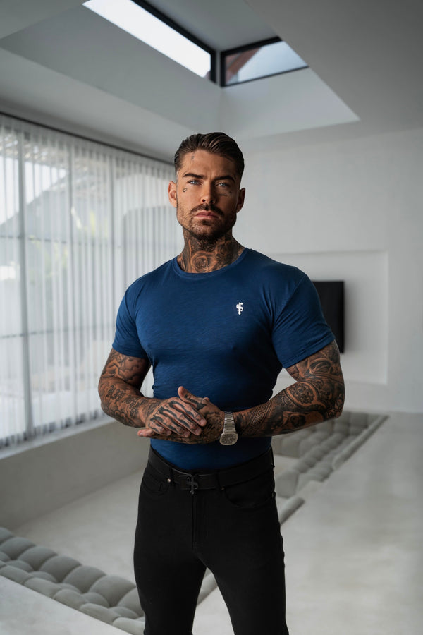 Vater-Söhne-T-Shirt mit Rundhalsausschnitt in karibischem Blau – FSH1379
